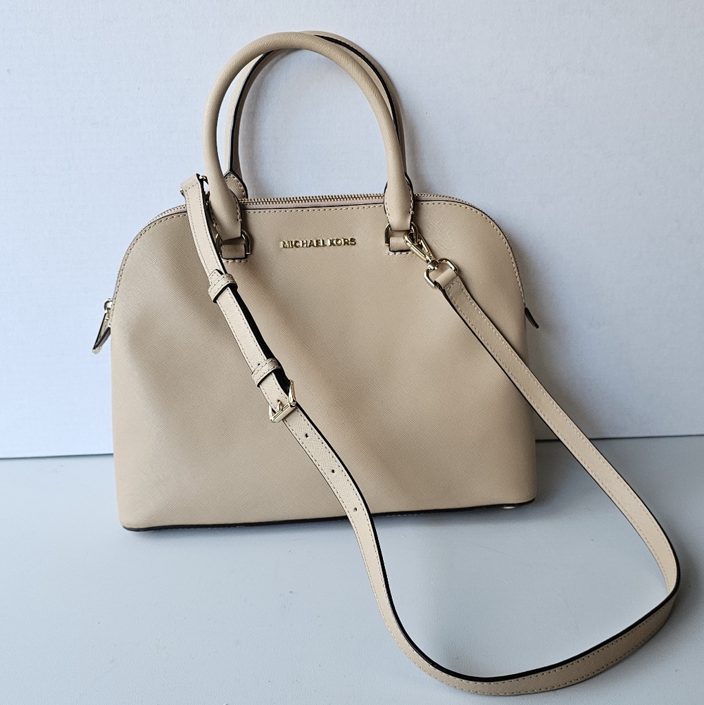 Handbag, Michael Kors, Cindy Satchel, Cream, EUC - Picture 1 of 10